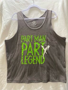Hybrid & Company Gray tank top XL men  with green slogan Cotton #summer